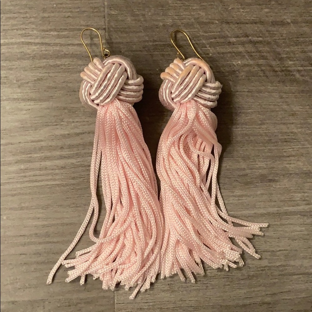 Baby pink tassel earrings